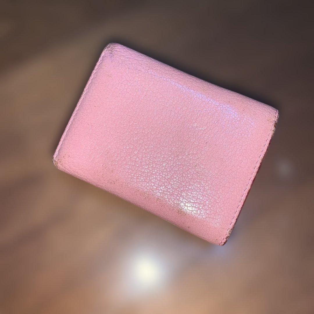 MIU MIU ピンクレザー三つ折り財布　レター　ミュウミュウ　本物‼︎