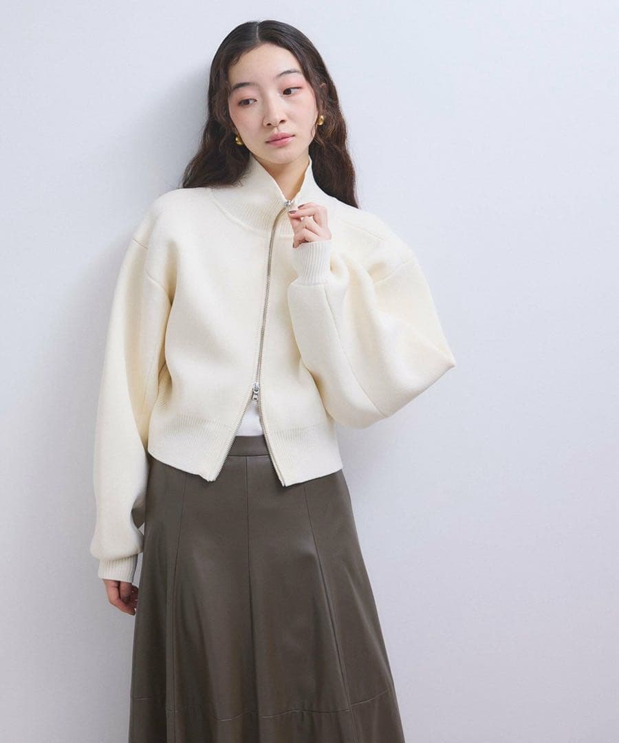 美品 ADAM ET ROPE ショートジャカードドライバーズニット