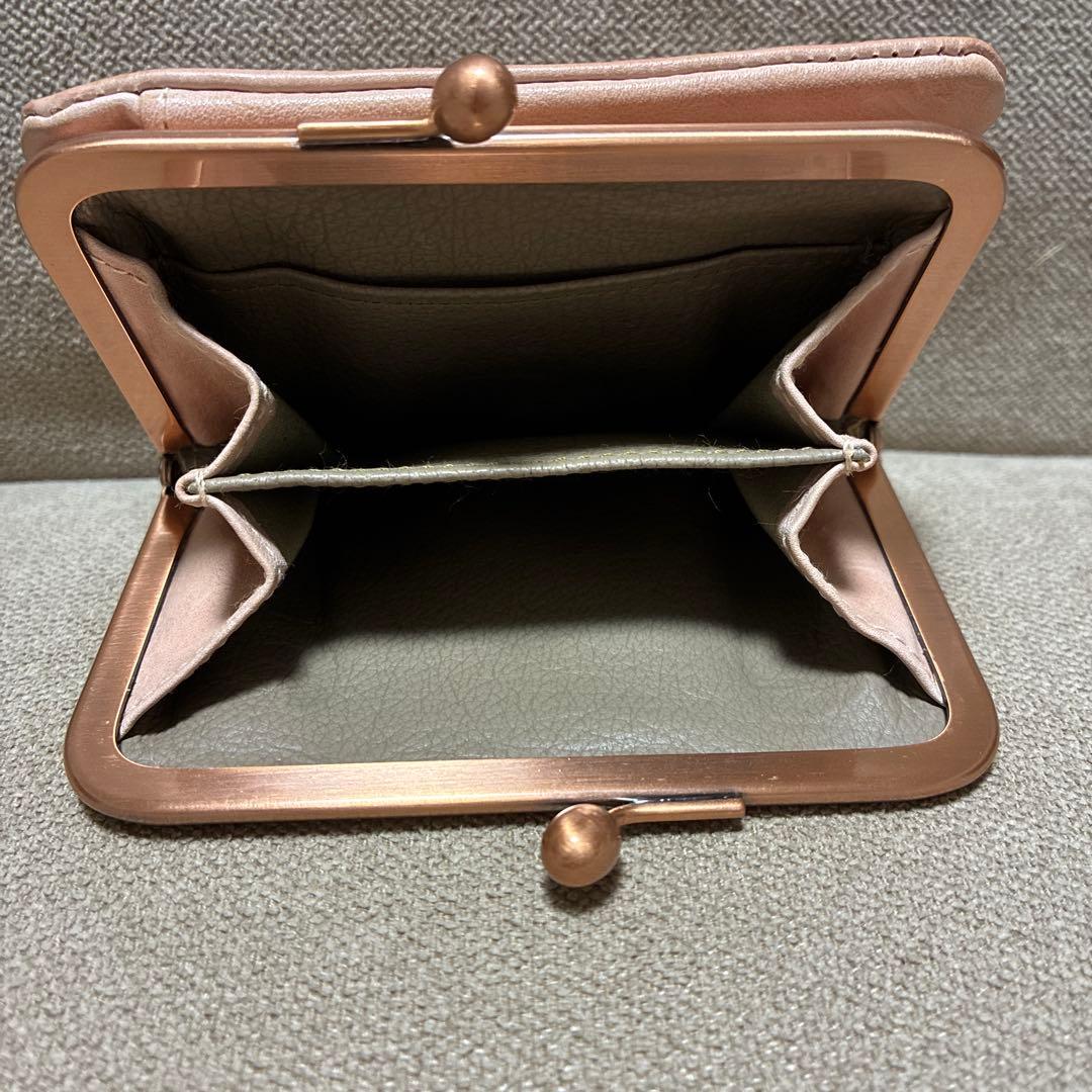 美品　genten ゲンテン　アンティーコ　がま口　二つ折り財布　オールドピンク