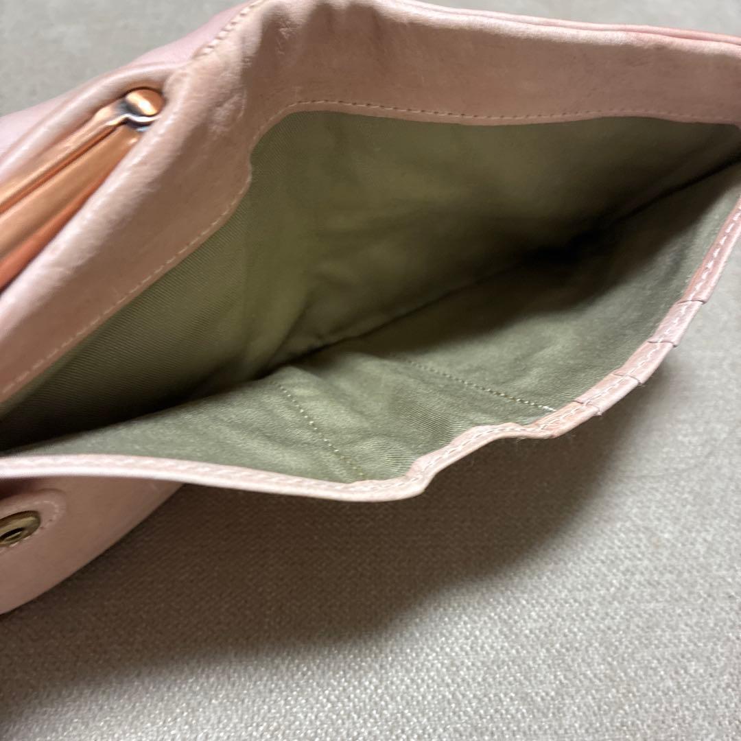 美品　genten ゲンテン　アンティーコ　がま口　二つ折り財布　オールドピンク