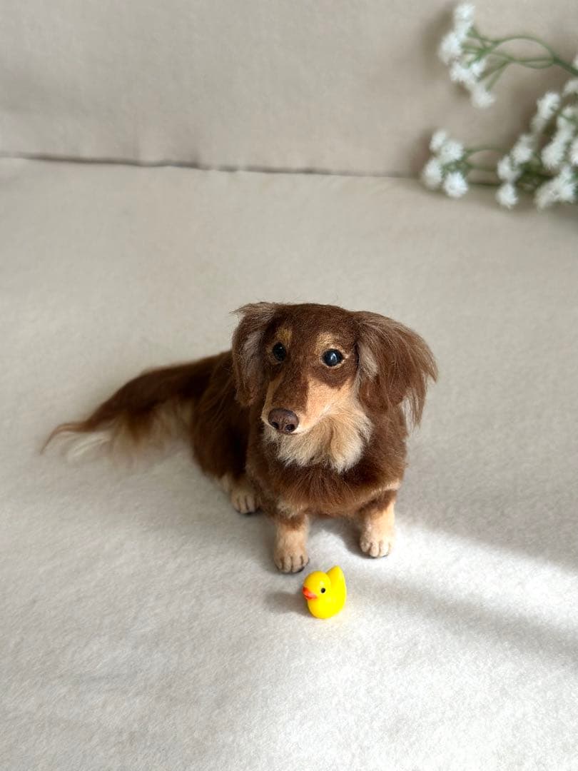 ミニチュアダックスフンド（お鼻の色変更できます）チョコタン　羊毛フェルト　犬
