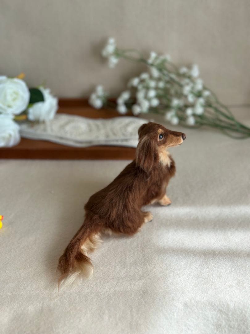 ミニチュアダックスフンド（お鼻の色変更できます）チョコタン　羊毛フェルト　犬