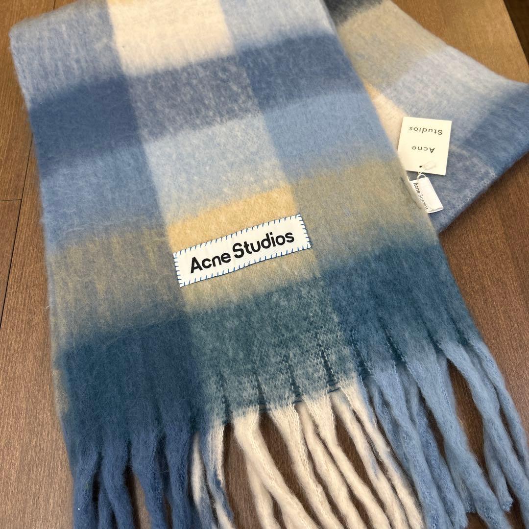 Acne Studios 大判ストール チェック柄　冬レディース フリンジ付き