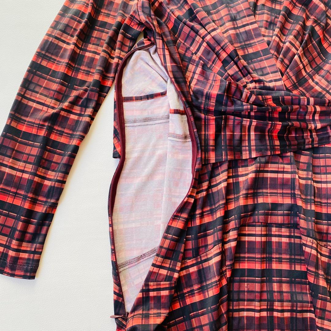 【美品】ケイミー　レッド タータンチェックワンピース　カシュクール　近年モデル