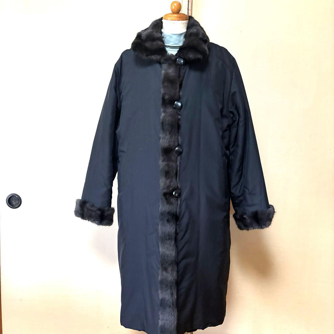 SR 新品　ファー付きロングコート　中綿入りL〜2Lサイズ