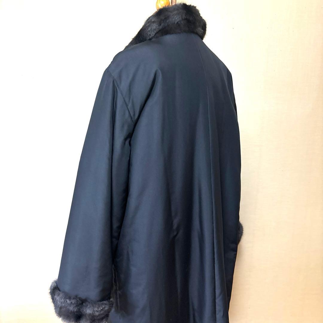 SR 新品　ファー付きロングコート　中綿入りL〜2Lサイズ