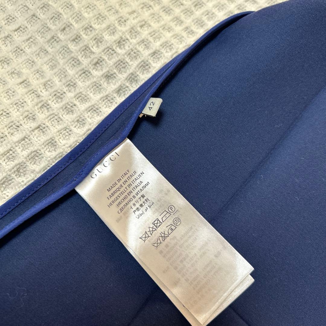 GUCCI グッチ ネイビー フリルノースリーブ ワンピース
