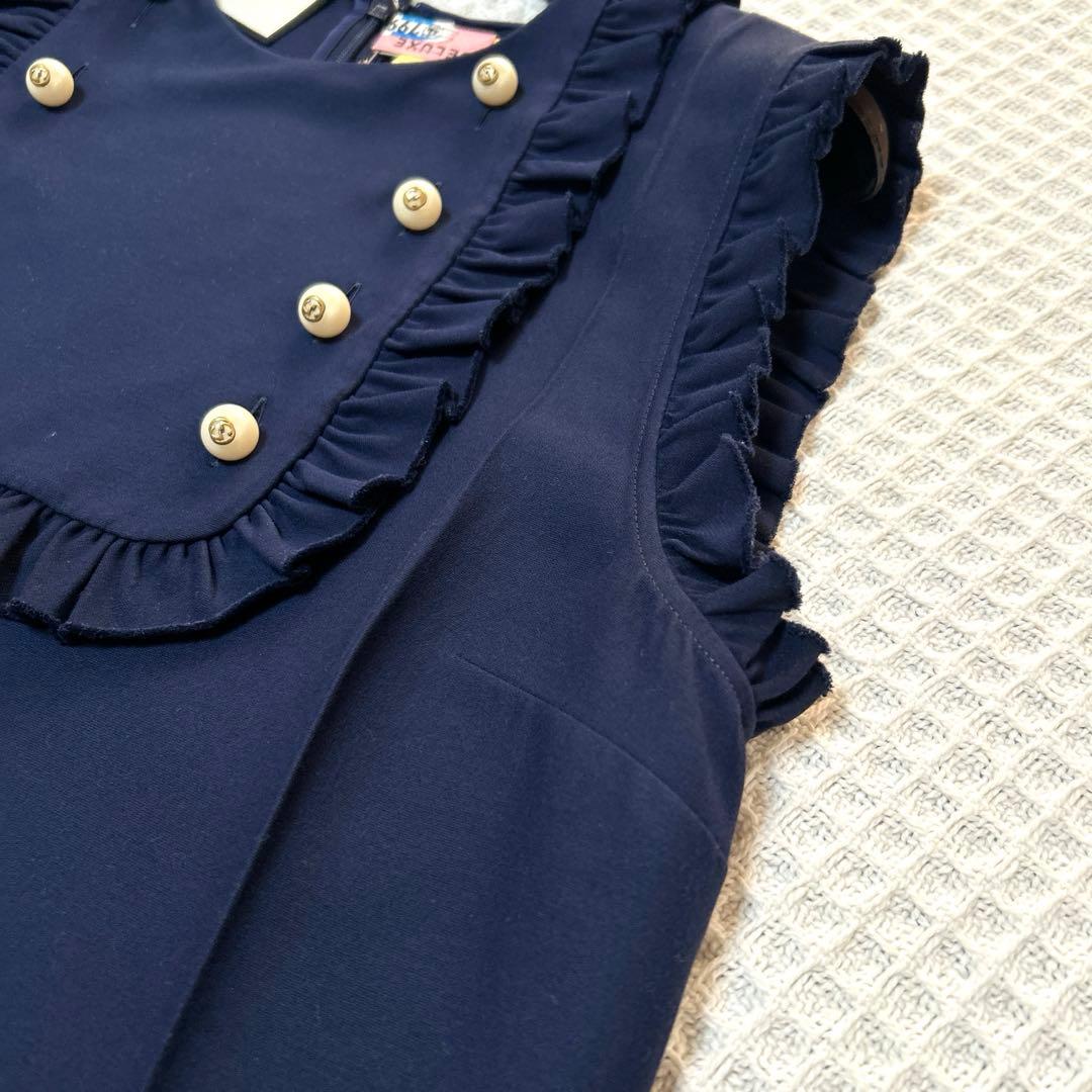 GUCCI グッチ ネイビー フリルノースリーブ ワンピース