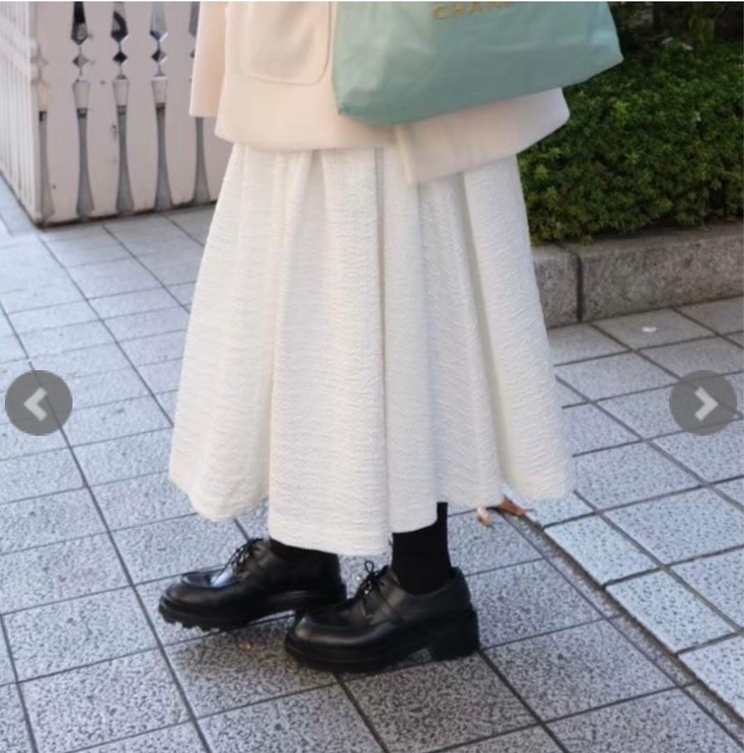 unminou ふくれジャガードギャザースカート【WHITE】