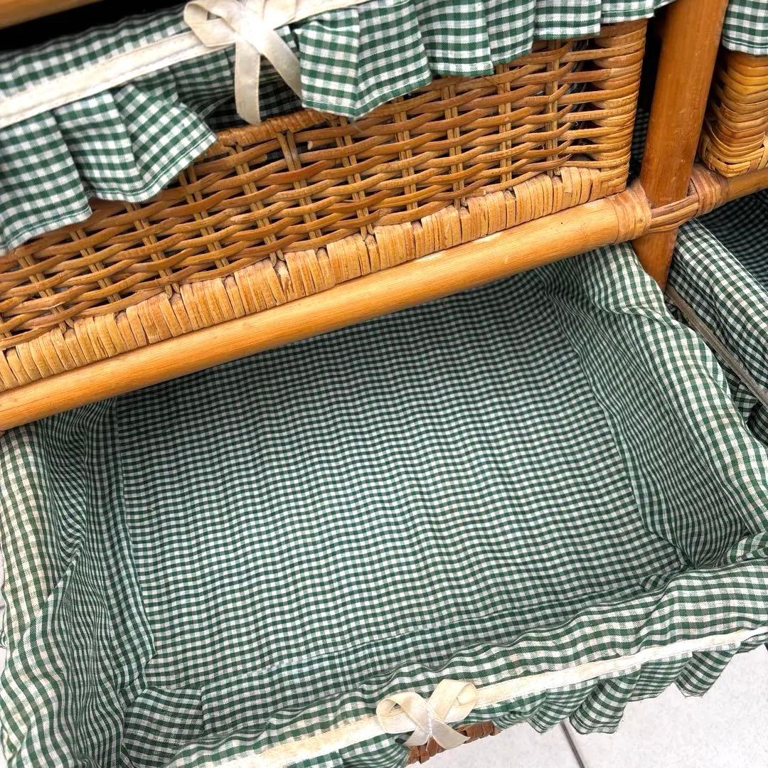 レトロ　ラタン製 チェスト 収納バスケット付き　家具　タンス　棚　ナチュラル