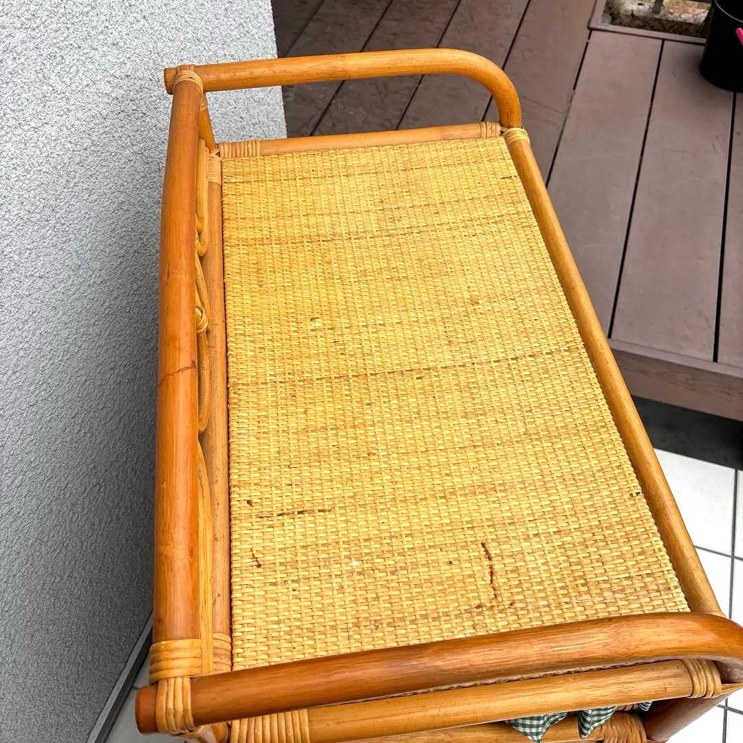 レトロ　ラタン製 チェスト 収納バスケット付き　家具　タンス　棚　ナチュラル