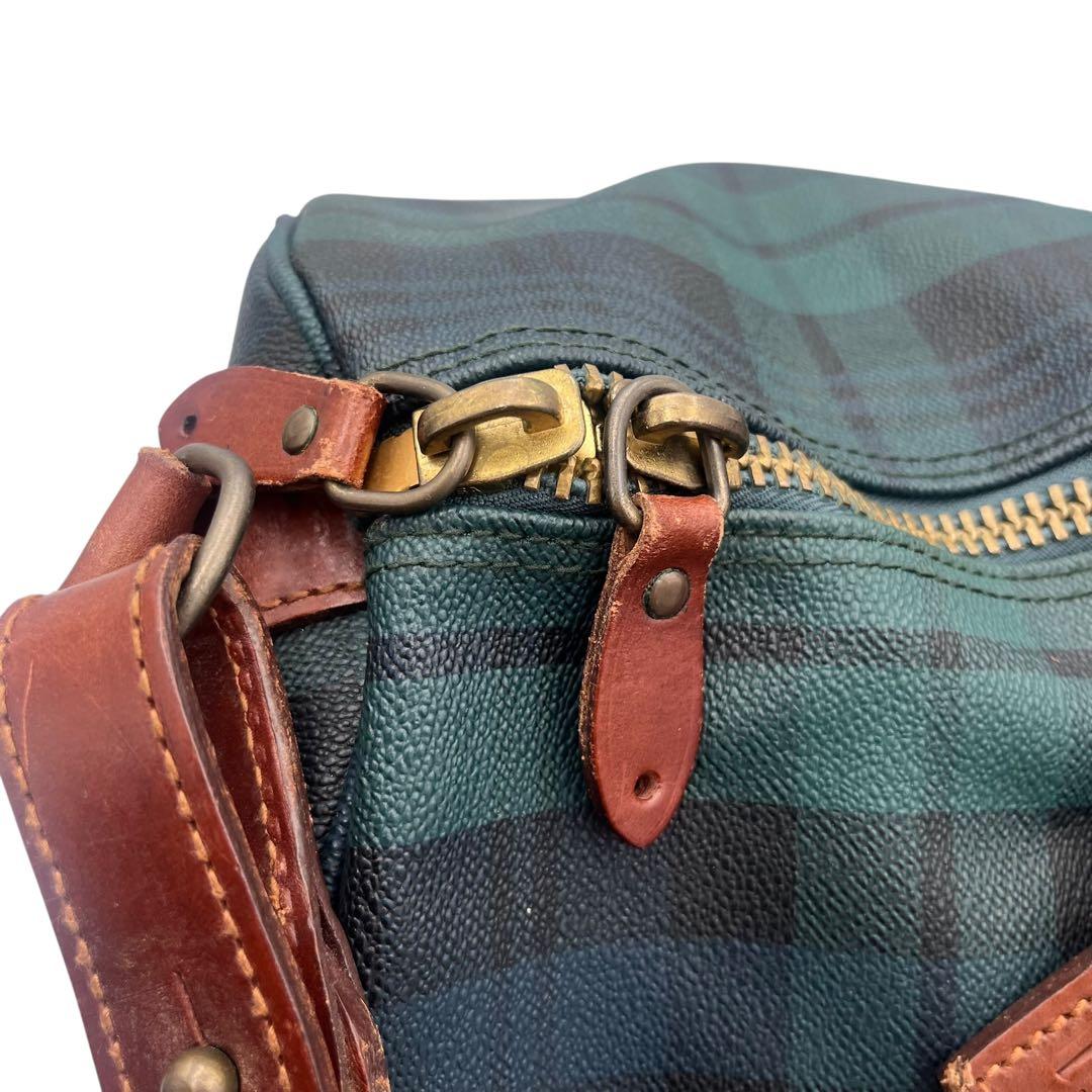 【ブラシ・南京錠付き】RALPH LAUREN ボストンバッグ グリーン レザー