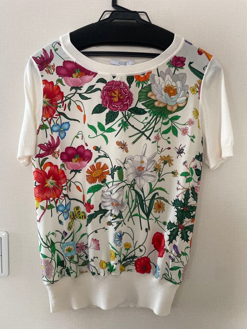 GUCCI フローラ 花柄 アンサンブル シルク ニット L
