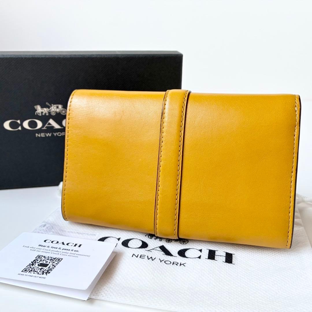【極美品】COACH 二つ折り財布 ノマド グラブタンレザー 本革 マスタード