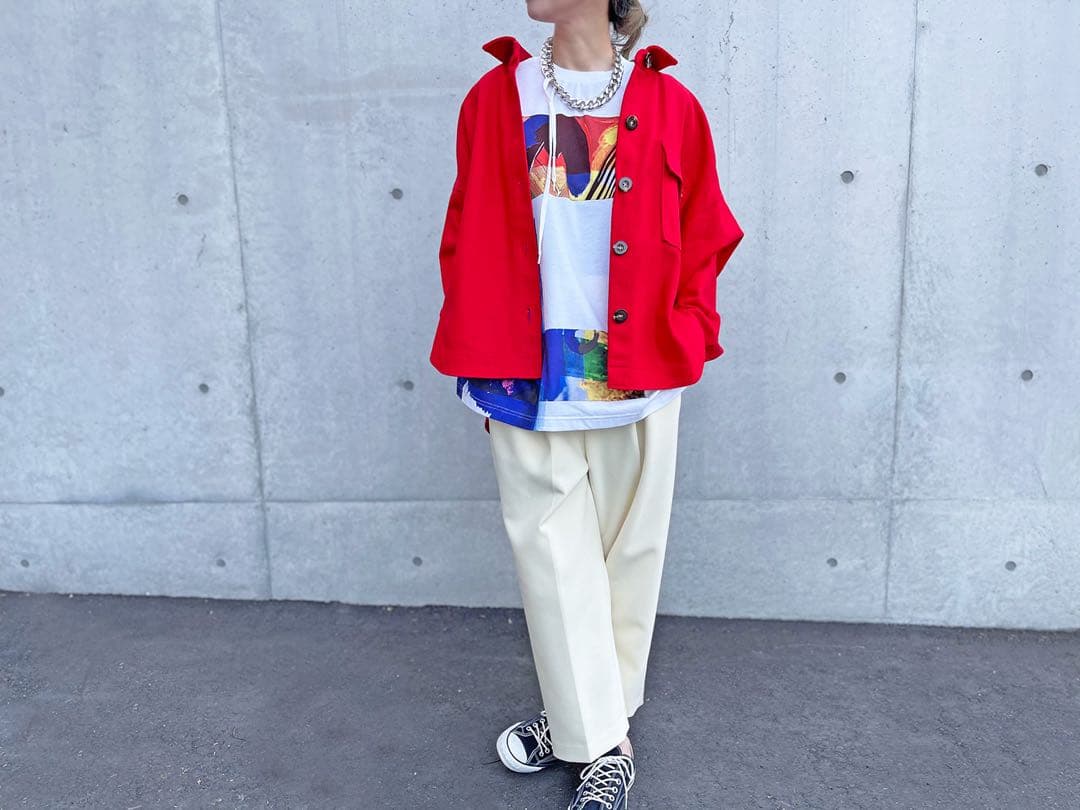 enfoldエンフォルドコラージュ BIG Tシャツ半袖白ホワイト38サイズ
