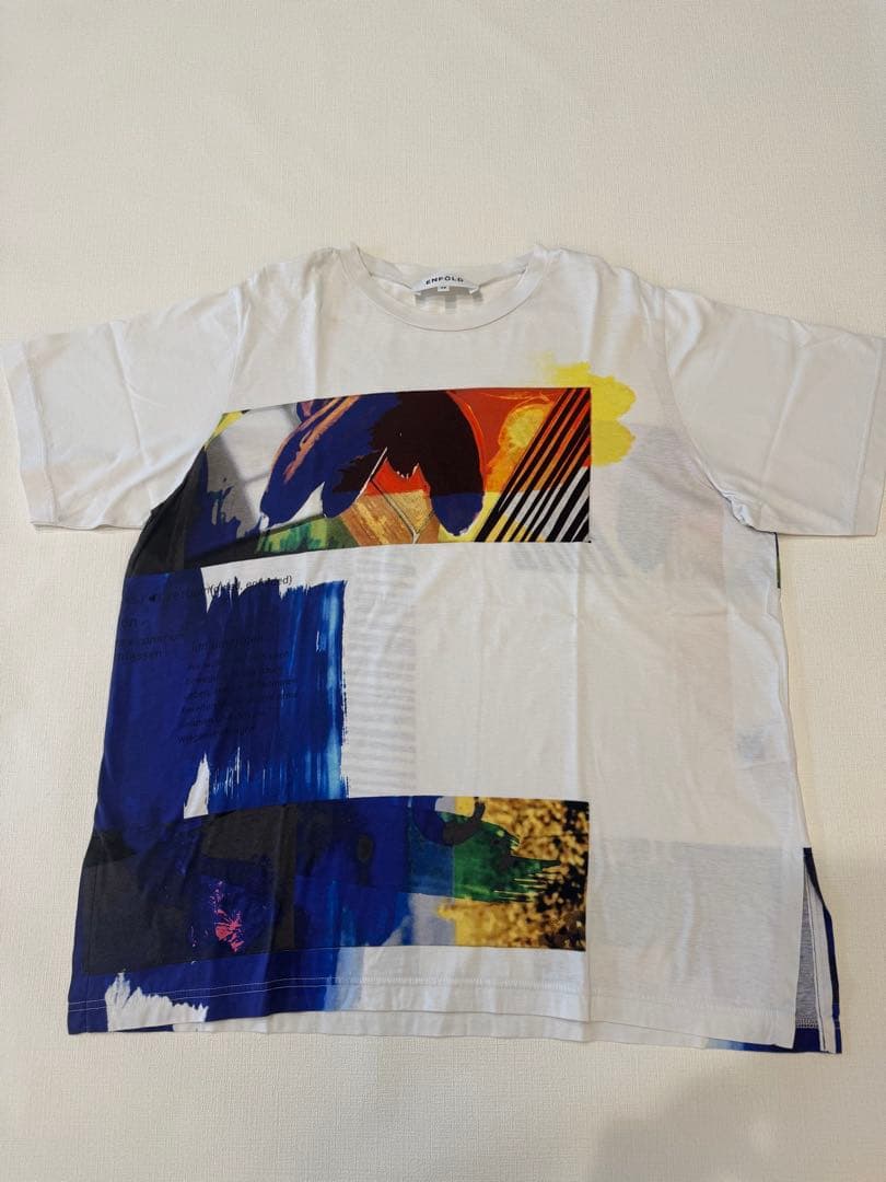 enfoldエンフォルドコラージュ BIG Tシャツ半袖白ホワイト38サイズ