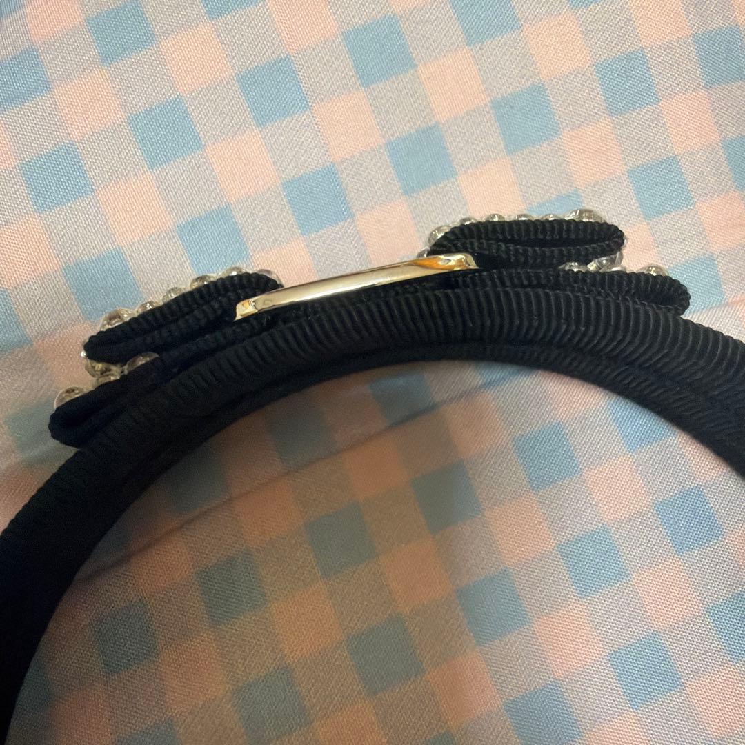 Ferragamo ラインストーン カチューシャ 美品 ブラック