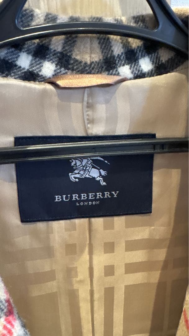 Burberry ベージュ ロングコート チェック襟