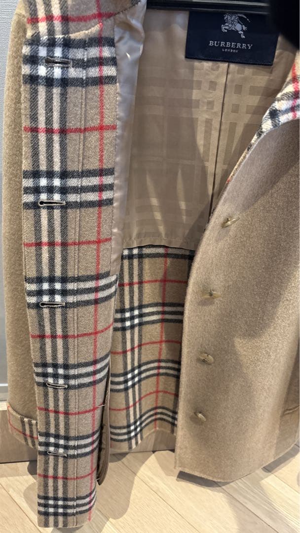 Burberry ベージュ ロングコート チェック襟