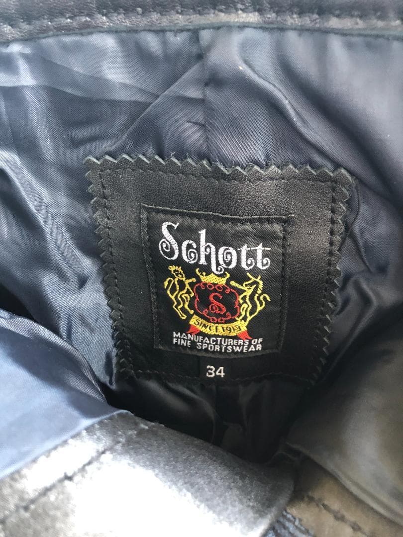 [在庫処分] 新品 デットストック Schott ブラックレザーパンツ W34