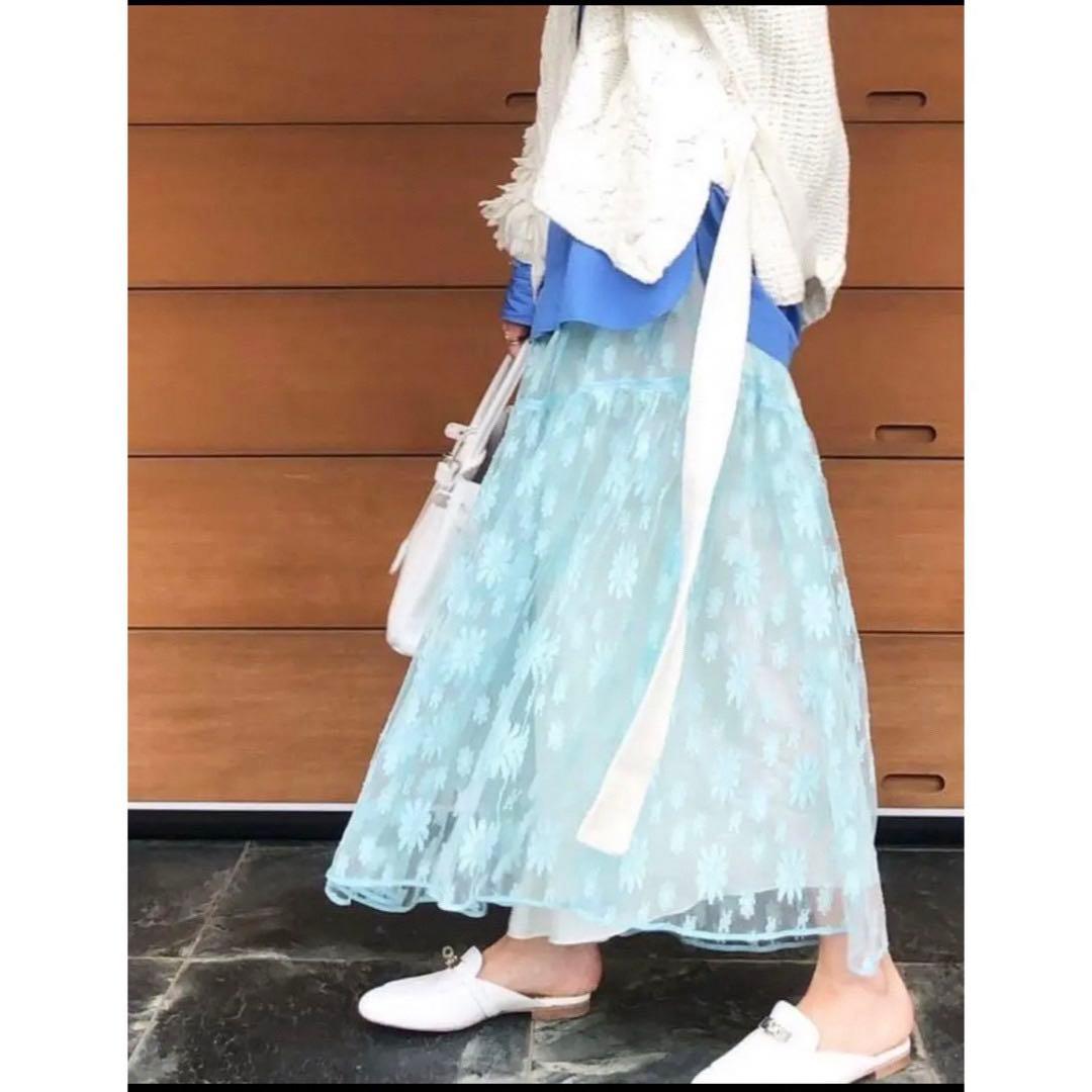 春夏コーデ◆BLAMINK未使用タグつき豪華レース フレアスカート ブラミンク
