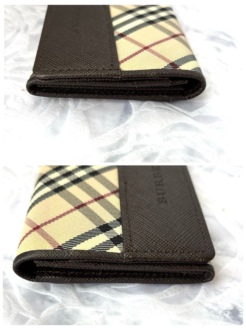 【極美品】BURBERRYバーバリー チェック　キャンバス×レザー 名刺入れ