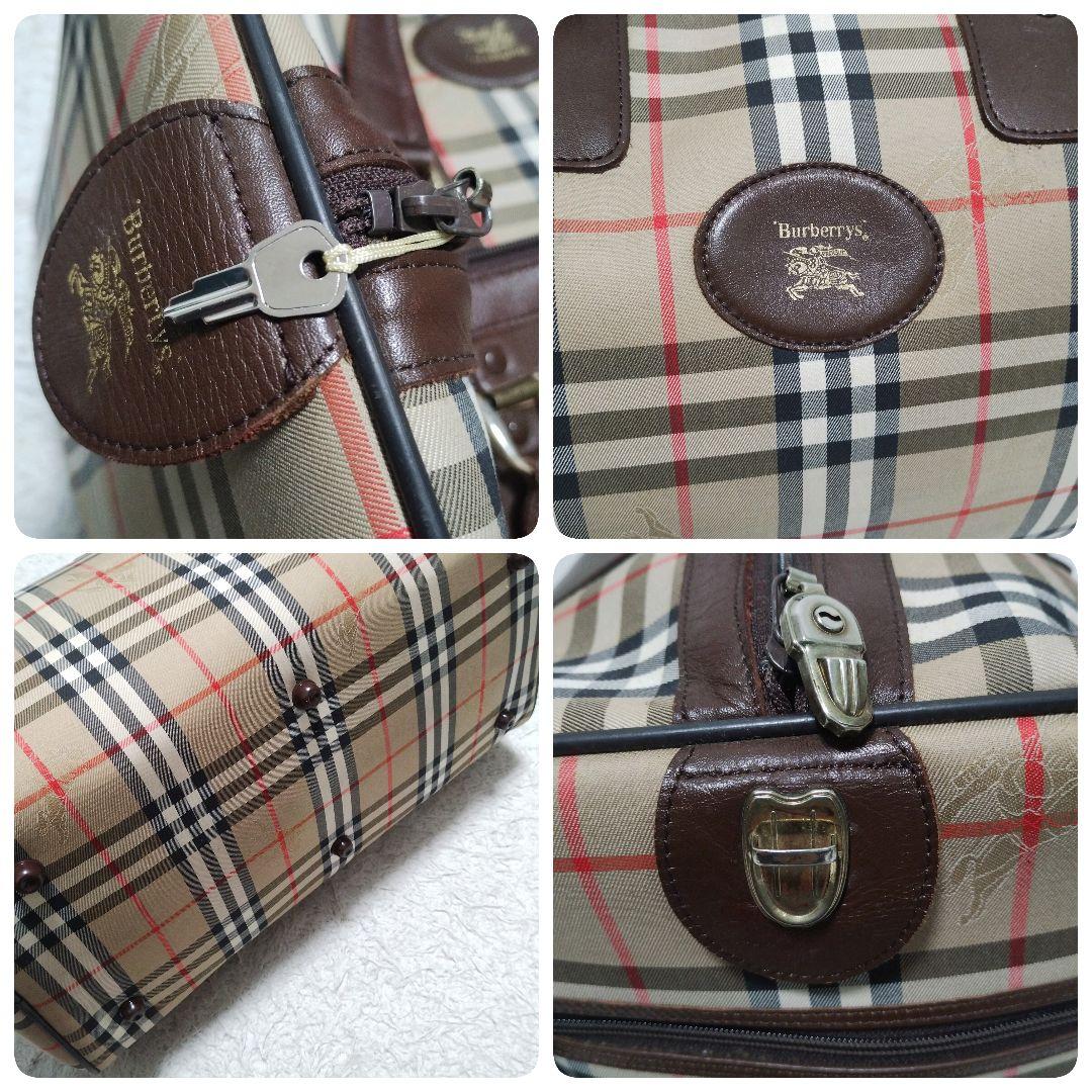 BURBERRY バーバリー ボストンバッグ ノバチェック 大容量 鍵付き