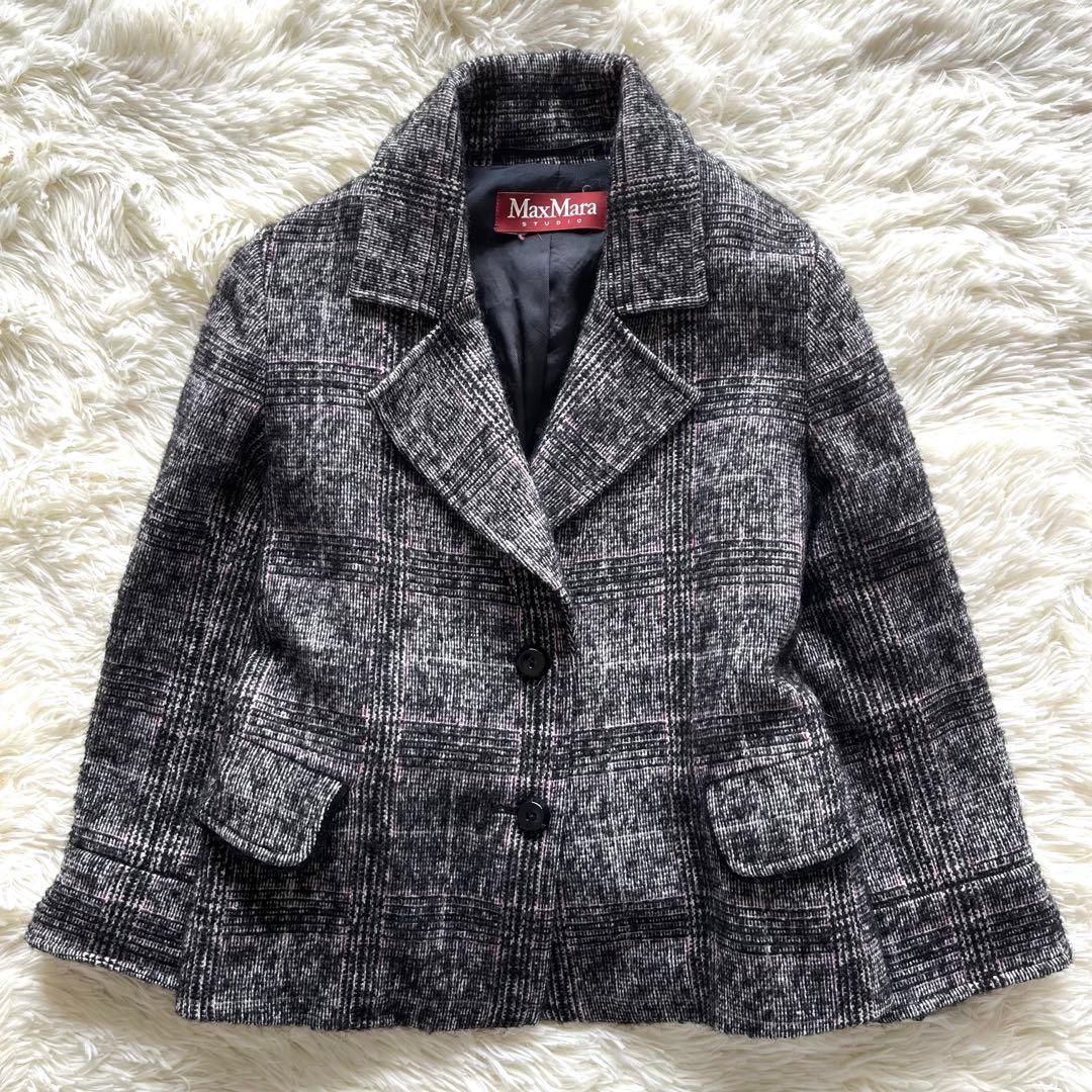 Max Mara Studio アルパカ　モヘヤ混　ジャケット　チェック　38