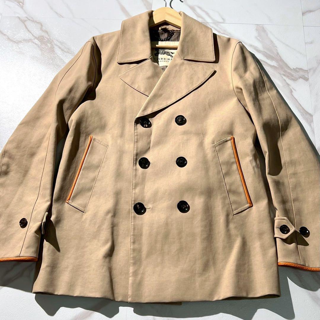 美品✨Burberry トレンチコート　襟裏レザー　革パイピング　48