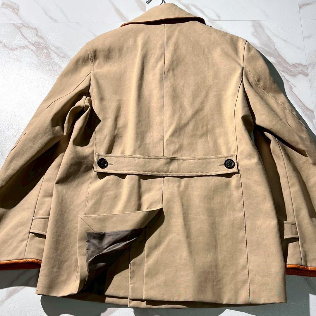 美品✨Burberry トレンチコート　襟裏レザー　革パイピング　48