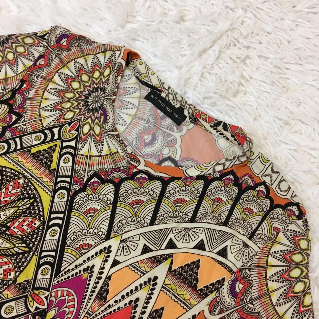 エトロ　イタリア製　総柄Tシャツ　ストレッチ素材　ビスコース　サイズS