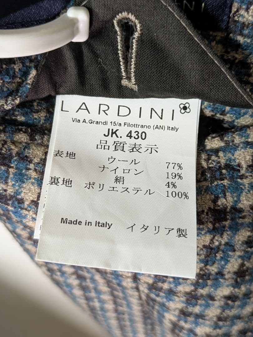 ★ラルディーニ テーラードジャケット ウール シルク 46 ガンクラブチェック