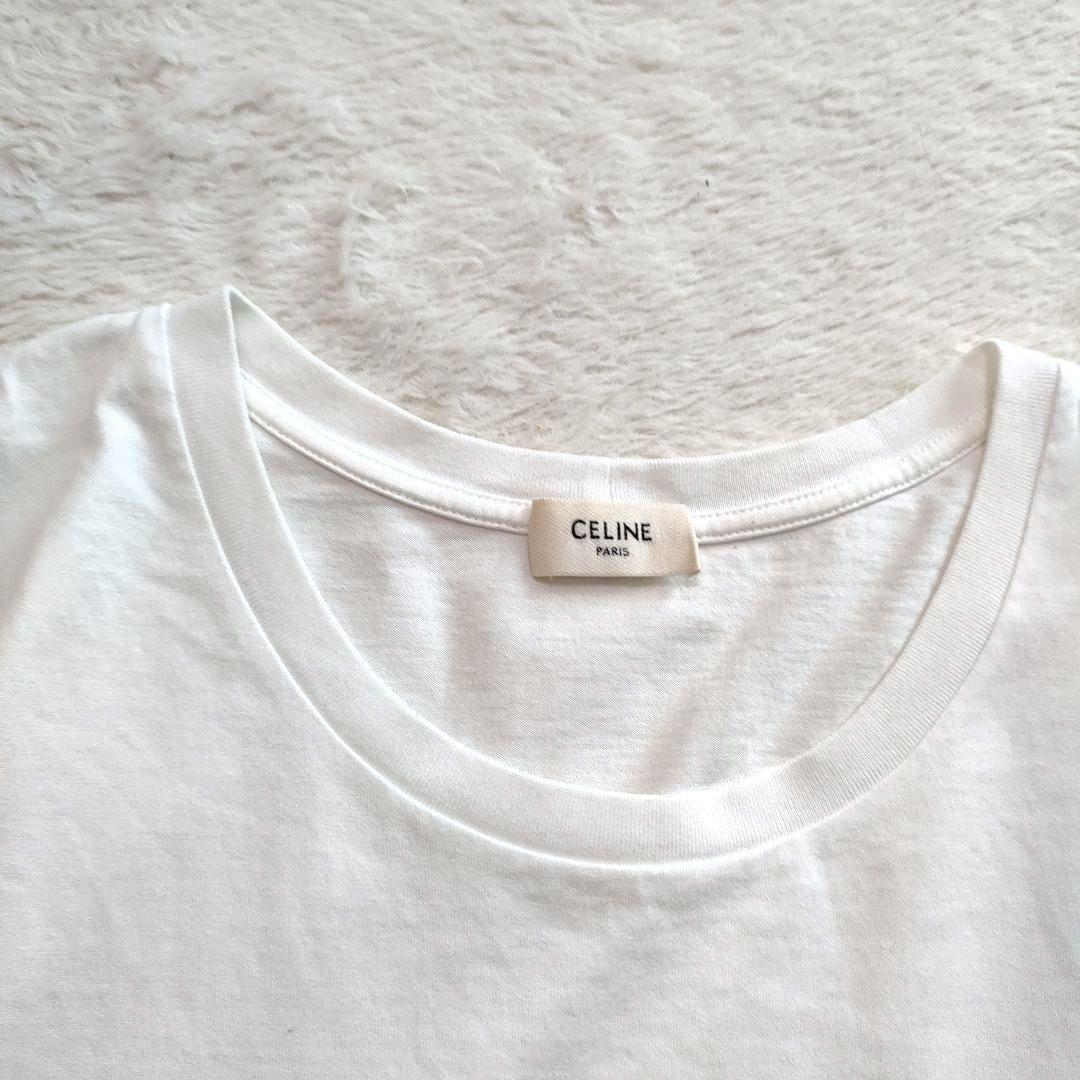 セリーヌ LADY WITH CRYSTAL BALL Tシャツ ホワイト S