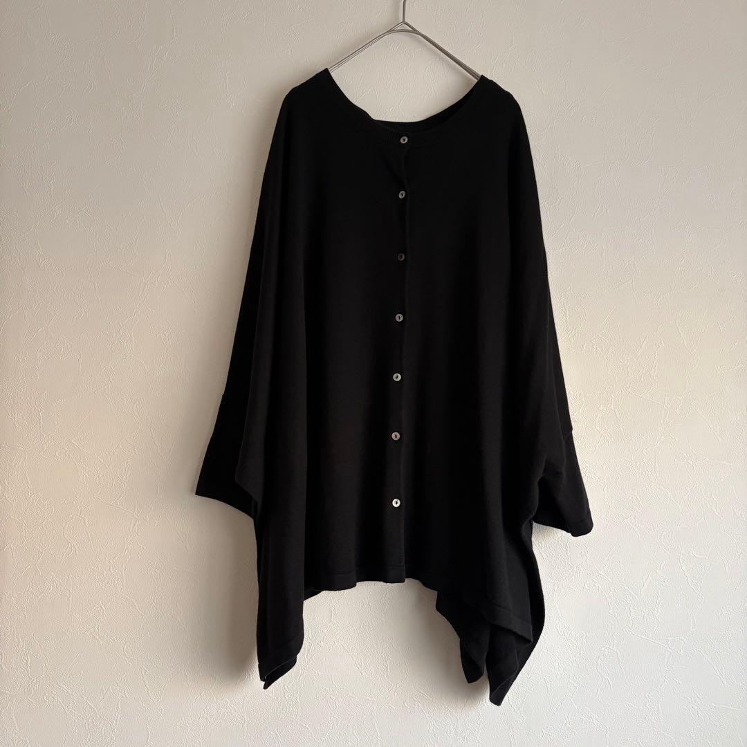 【美品】ビアズリー シルク ウール ヒラヒラカーディガン 2way ブラック F