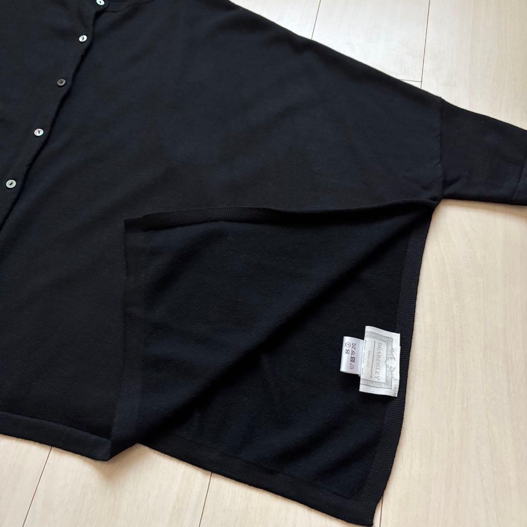 【美品】ビアズリー シルク ウール ヒラヒラカーディガン 2way ブラック F