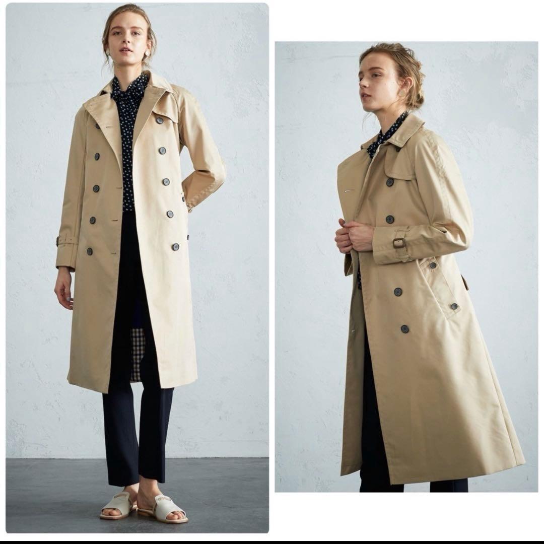 極美品✨️¥16万　アクアスキュータム　シャンブレー　ミニマルトレンチコート　紺