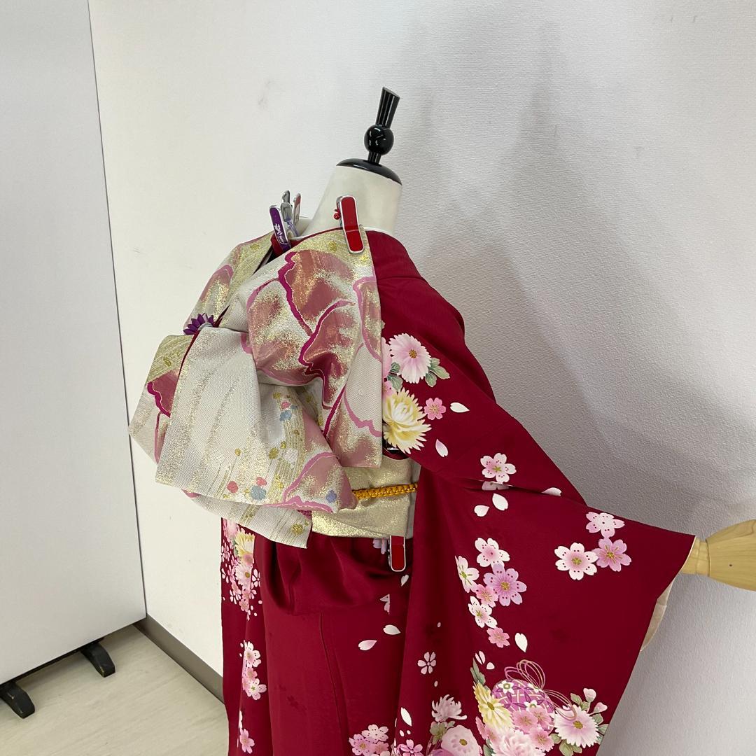 Amari128　3点おまとめ　お振袖 赤2点、ピンク1点