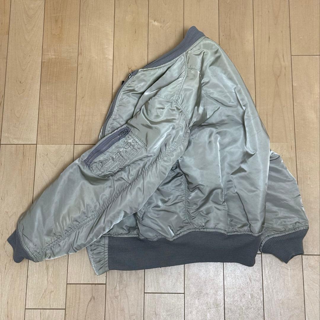 90sUSA製ALPHAアルファMA-1 フライトジャケット Lシルバー