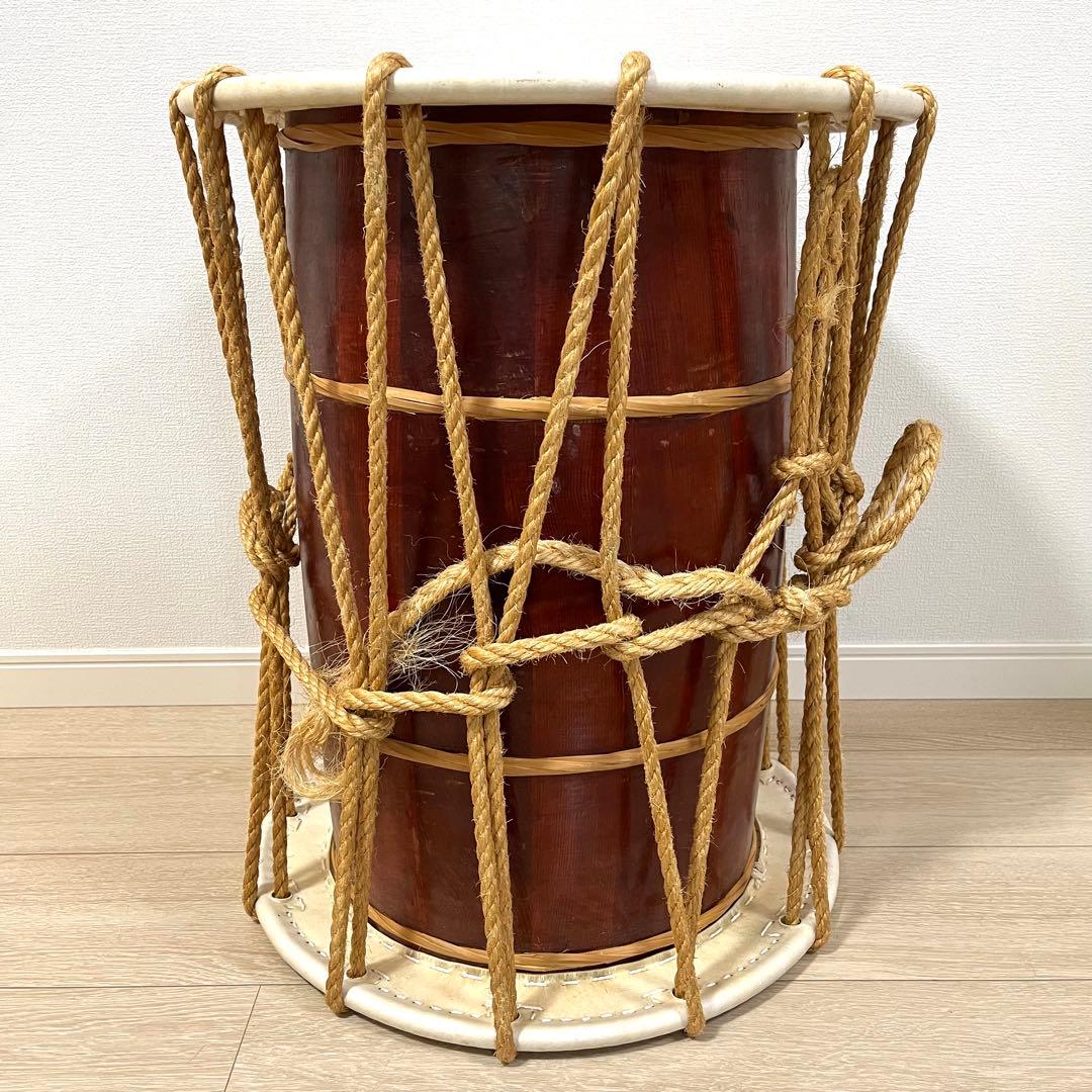 (せ37)長胴太鼓 宮太鼓 和太鼓 桶胴太鼓 大締太鼓 鼓 鼓面約46 cm