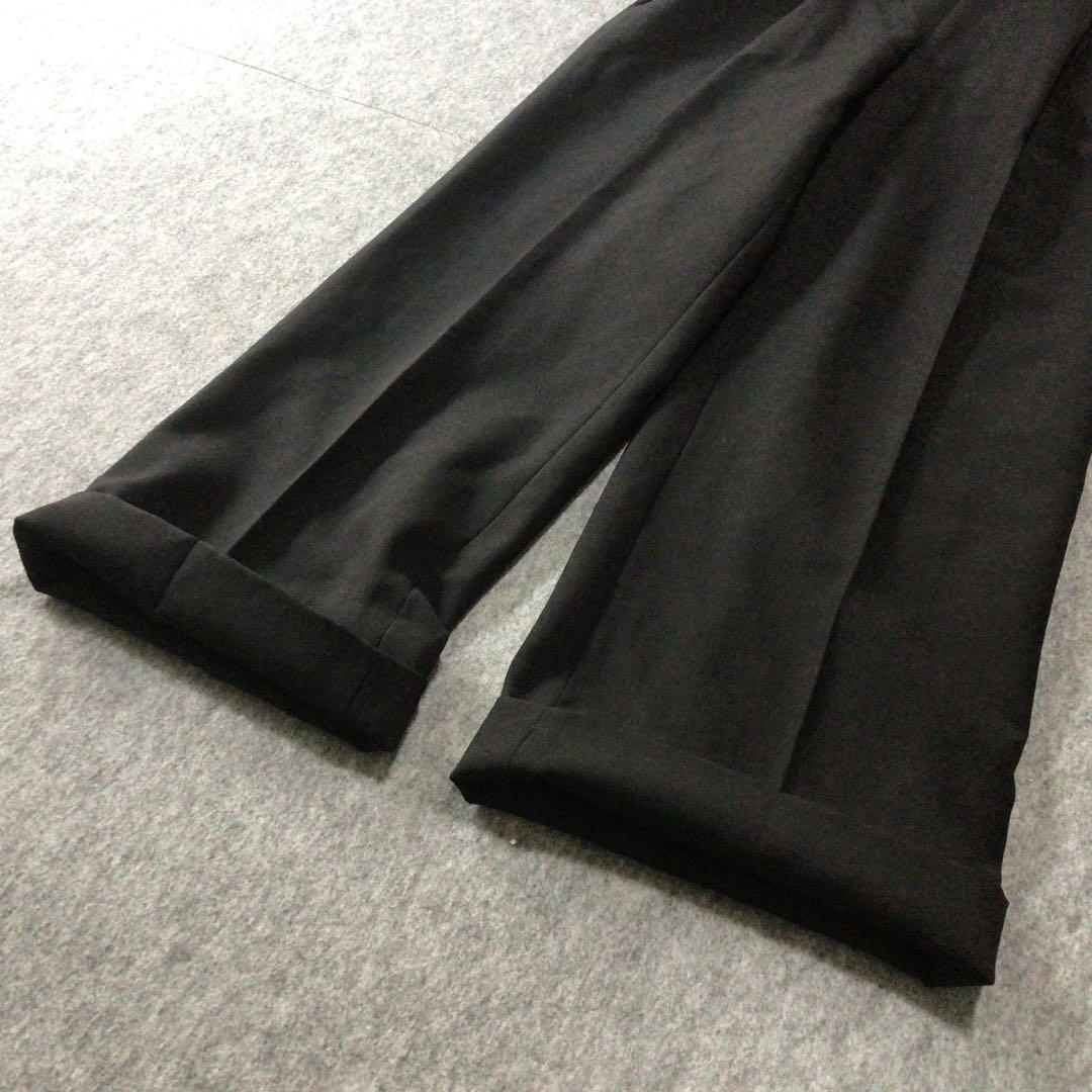【fm】ダブルブレスト　スーツ　セットアップ　ブラック　アジャスター付き