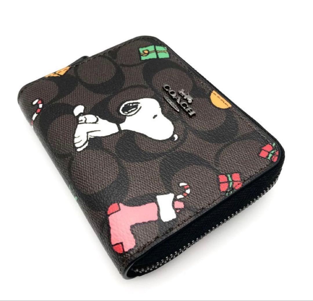 COACH コーチシグネチャーレザースヌーピーコラボ ミニ財布