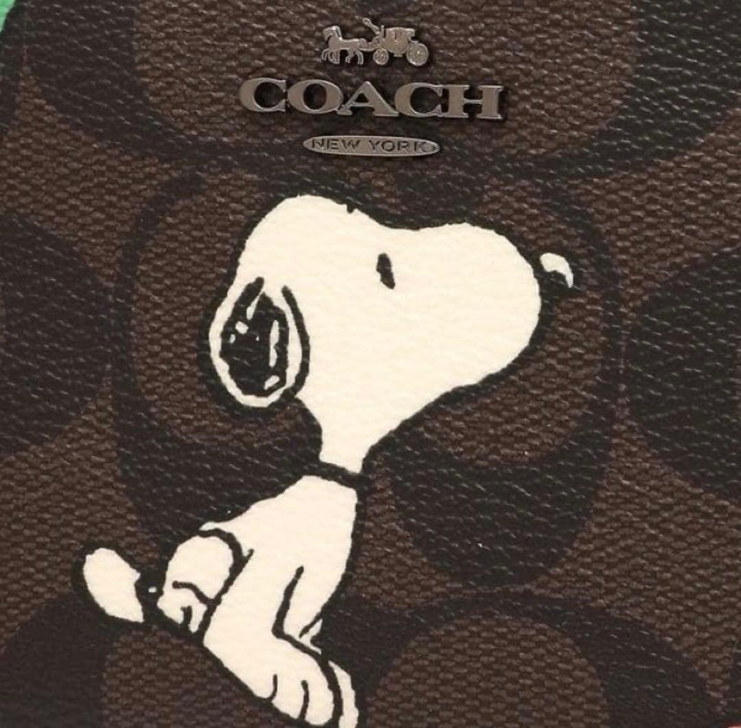 COACH コーチシグネチャーレザースヌーピーコラボ ミニ財布