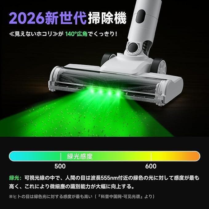 掃除機 コードレス　75kPa強力吸引・55分連続稼働　サイクロン　スティック