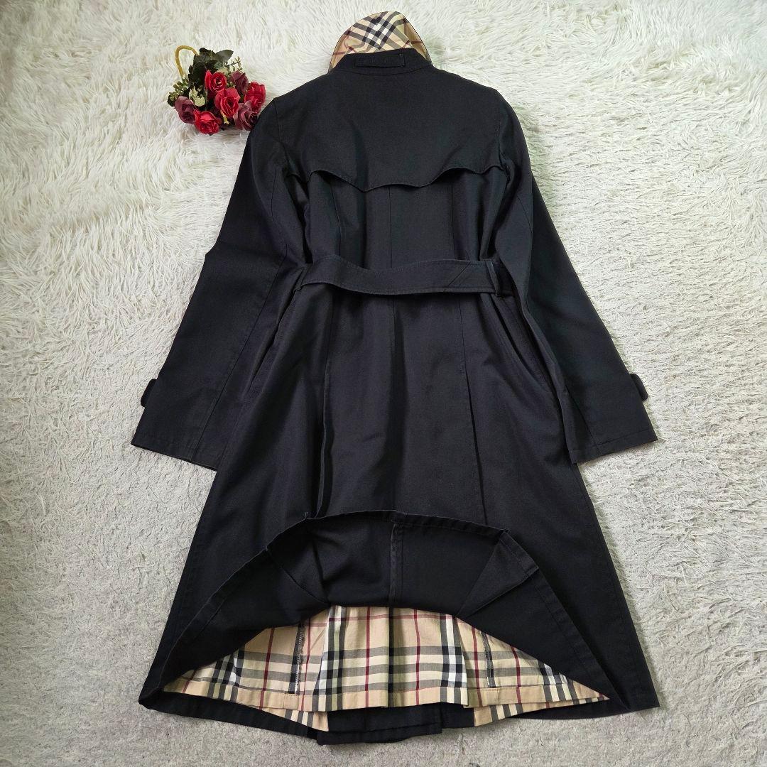 美品 バーバリー シングル トレンチコート ノバチェック ライナー ブラック S