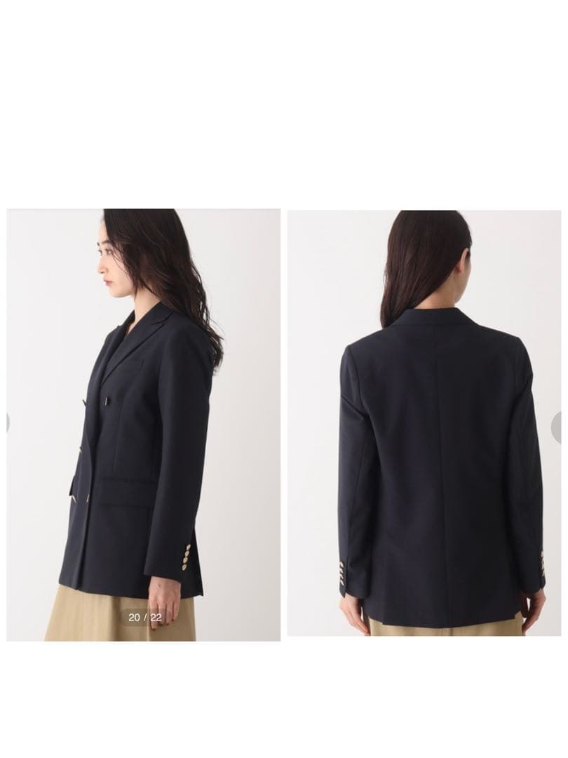 極美品✨オペークドットクリップ　ウールMIX ネイビー　ジャケット　紺ブレ