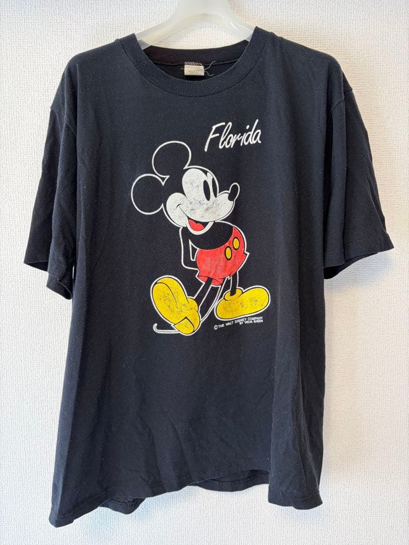 80s USA製 Velva Sheen ミッキーT XL 黒
