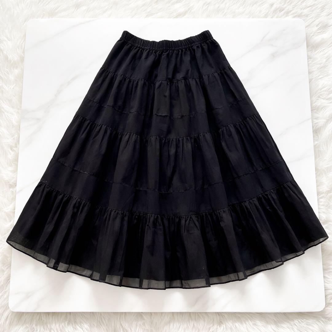 【美品】23SS ANAYI アナイ コットンシルクローンティアード スカート