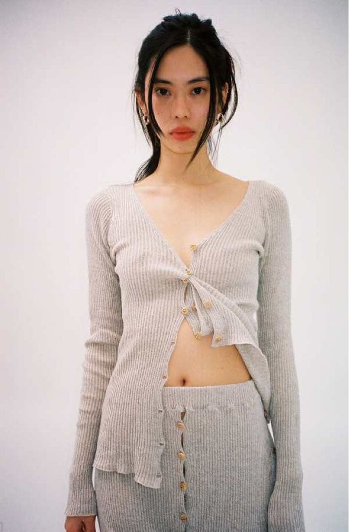 baserange【23SS美品】loulou リブ カーディガン ベースレンジ