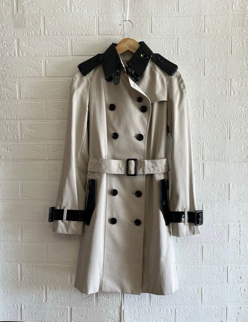 【極美品・希少】《バーバリー ロンドン》異素材ミックス トレンチコート
