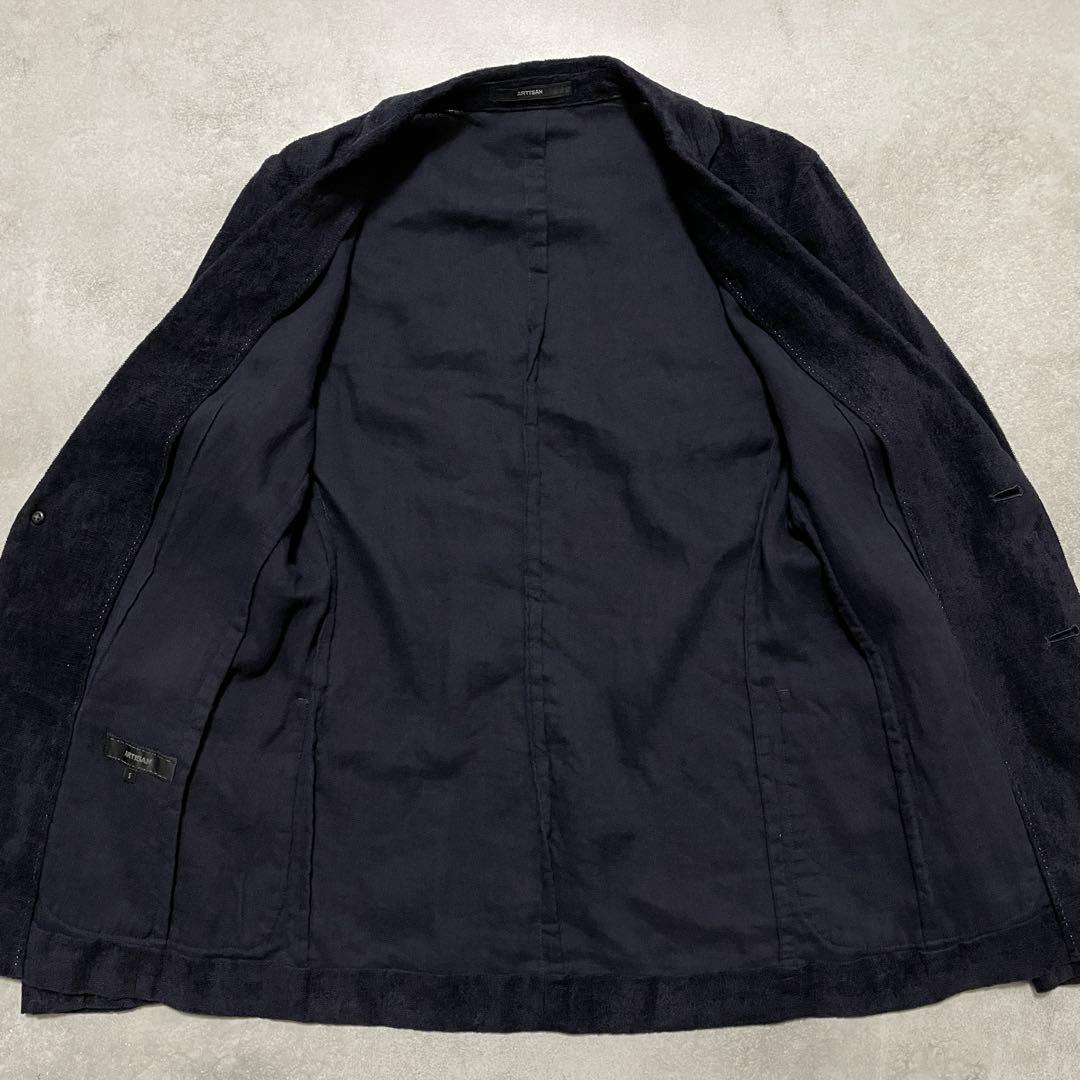 美品✨ARTISAN アンコン ジャケット 濃紺 ネイビー 総リネン Sサイズ
